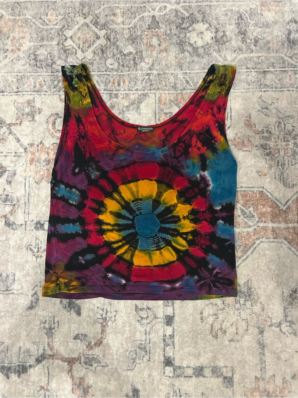 Kustom Kulture Women's Multicolor Tie-Dye Crop Tank Top
